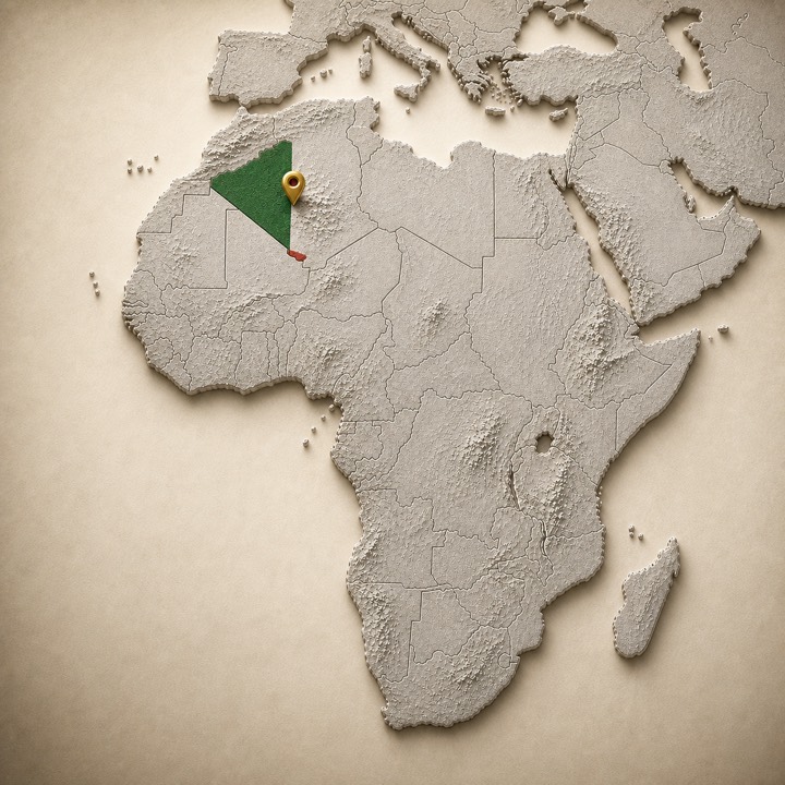 World map with Algeria location marker