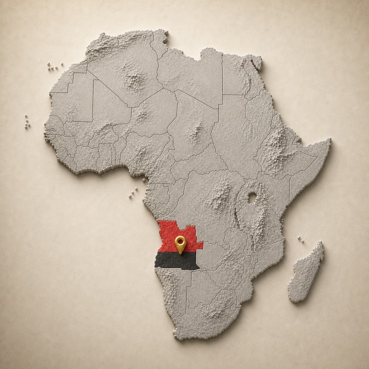 World map with Angola location marker