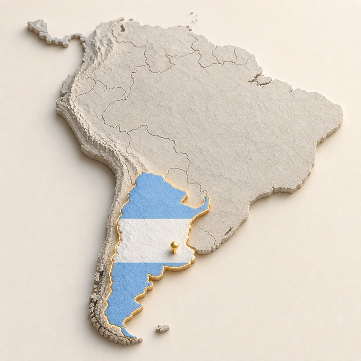 World map with Argentina location marker