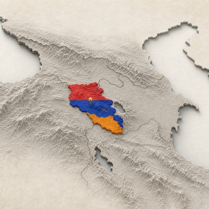 World map with Armenia location marker