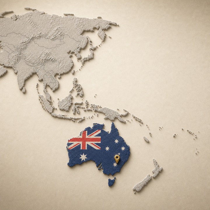 World map with Australia location marker