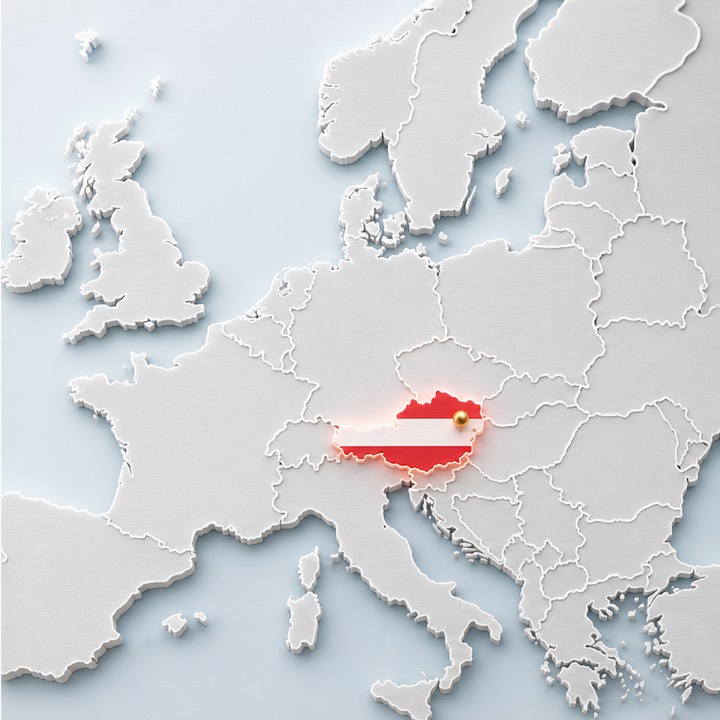 World map with Austria location marker