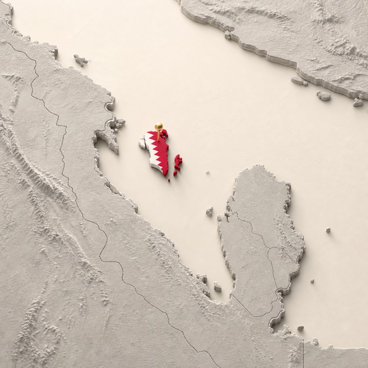World map with Bahrain location marker