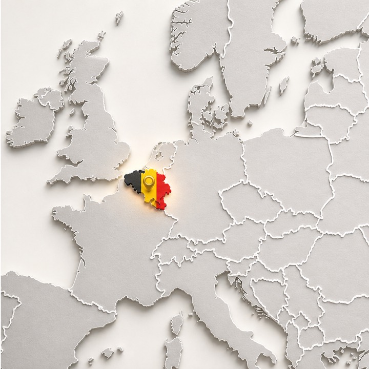 World map with Belgium location marker