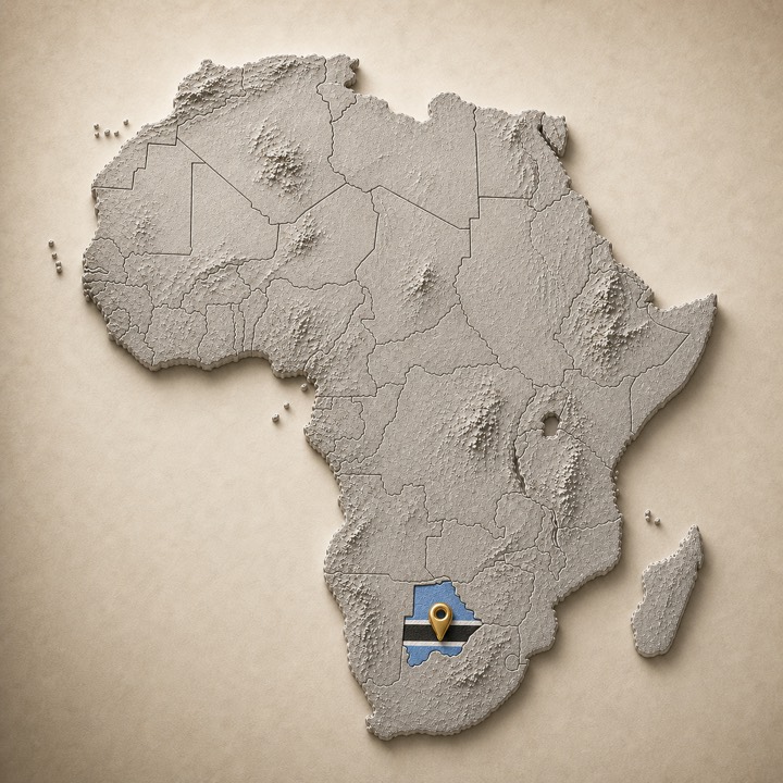 World map with Botswana location marker