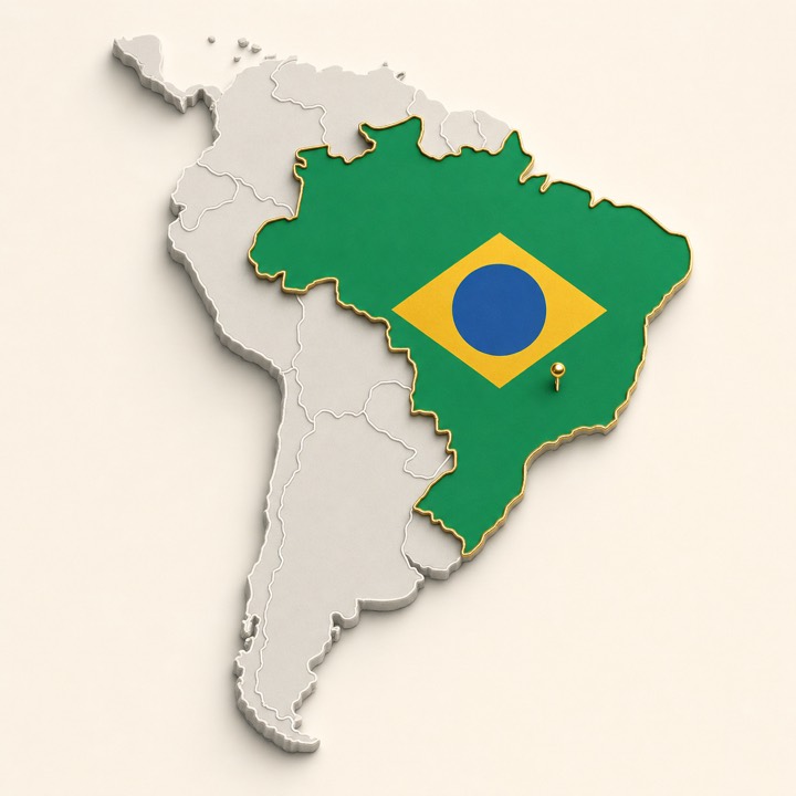 World map with Brazil location marker