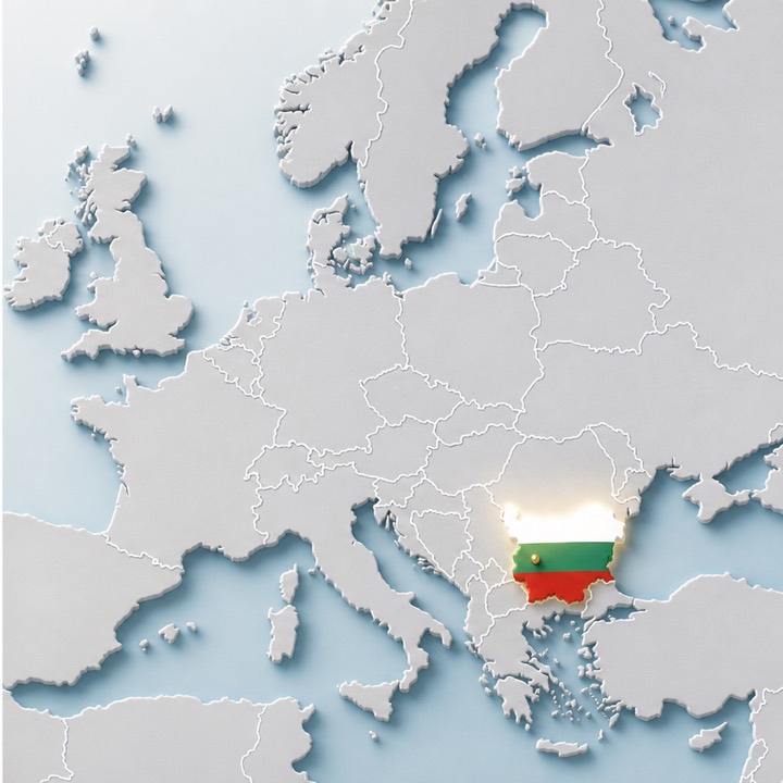 World map with Bulgaria location marker