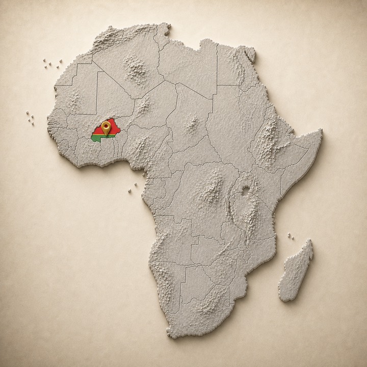World map with Burkina Faso location marker