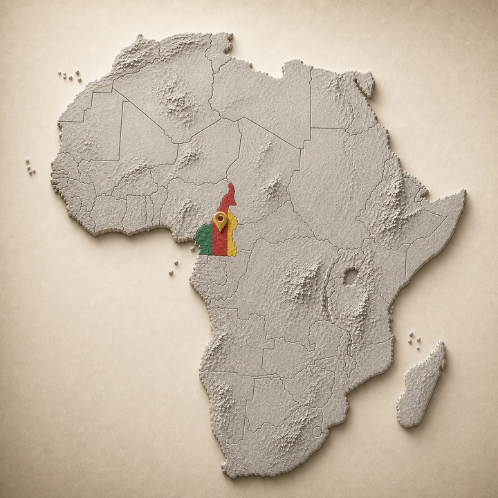World map with Cameroon location marker