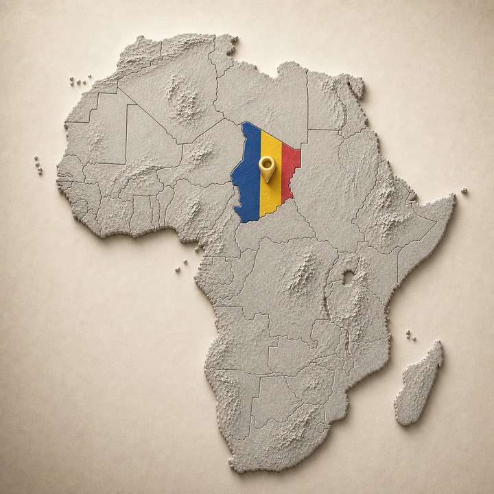 World map with Chad location marker