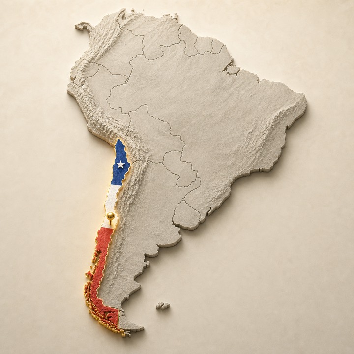 World map with Chile location marker