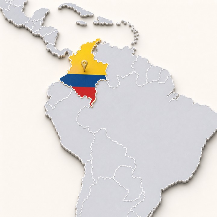 World map with Colombia location marker