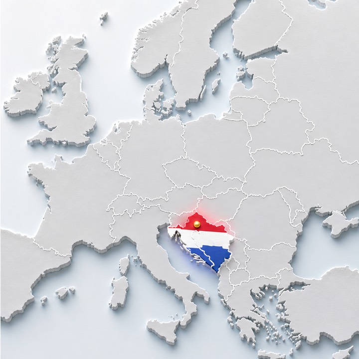 World map with Croatia location marker