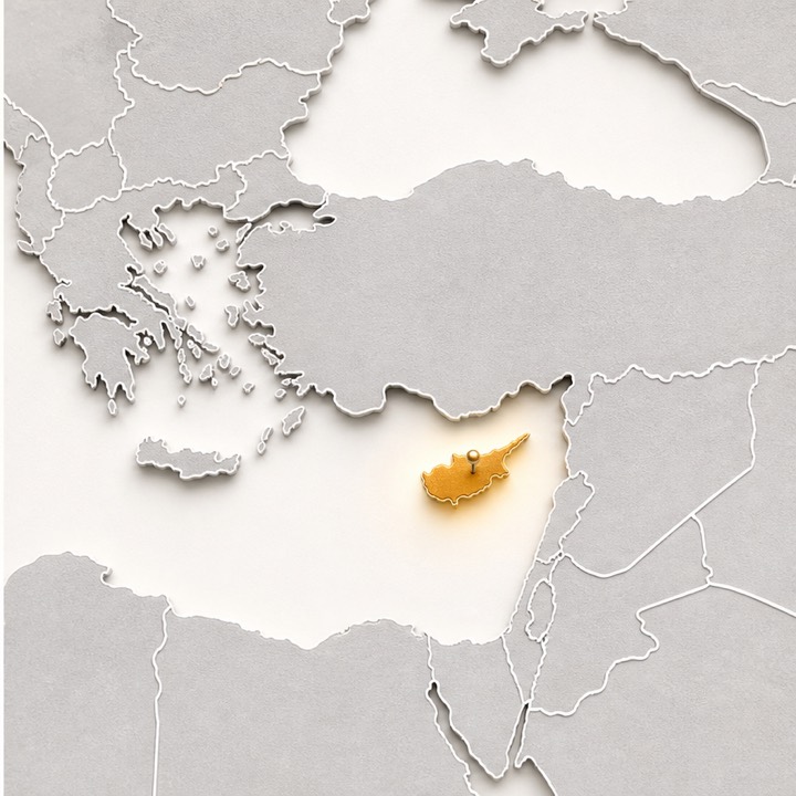 World map with Cyprus location marker