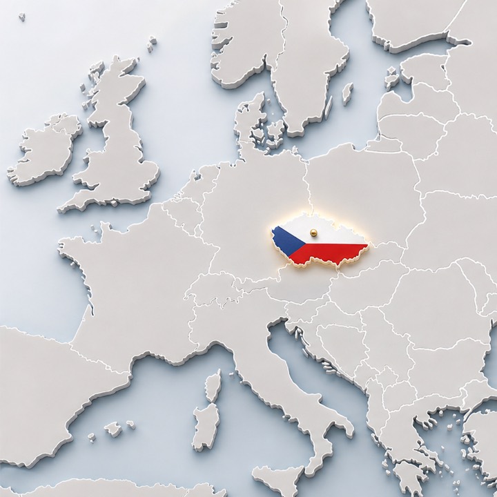 World map with Czechia location marker