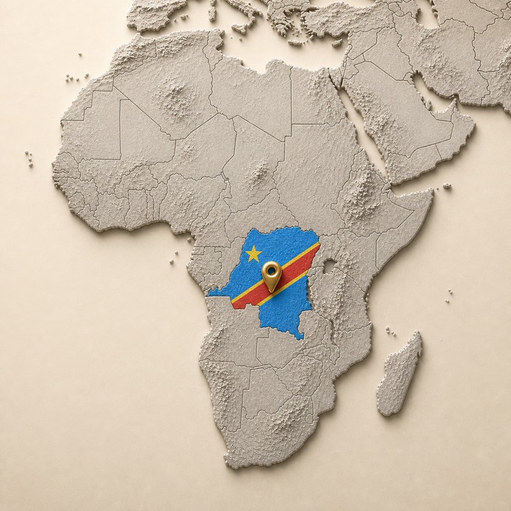 World map with Democratic Republic of the Congo location marker
