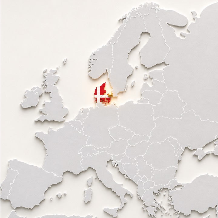 World map with Denmark location marker