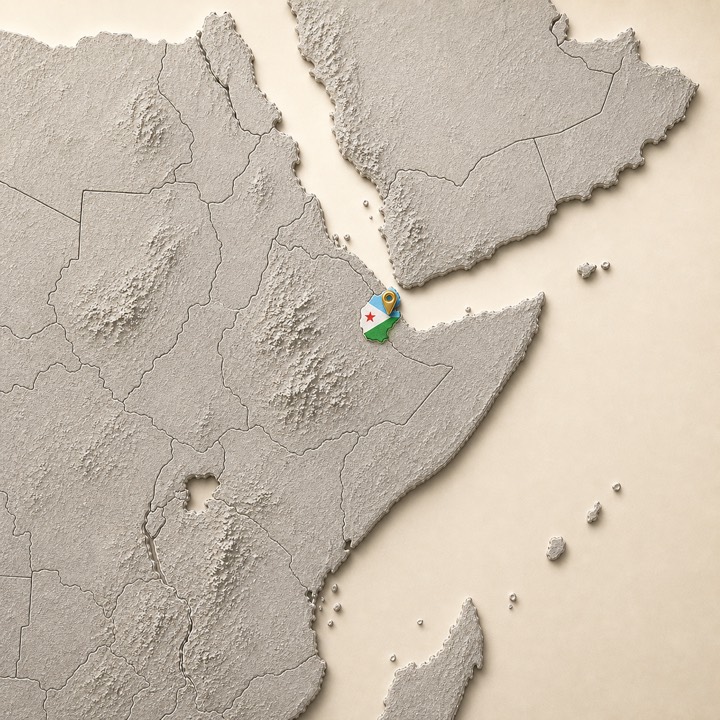 World map with Djibouti location marker
