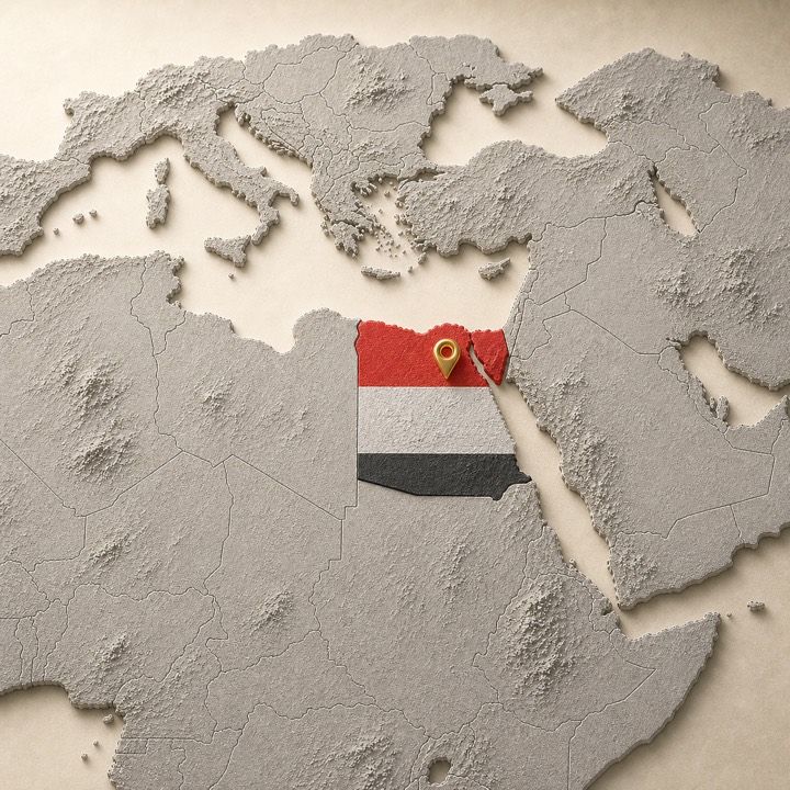 World map with Egypt location marker