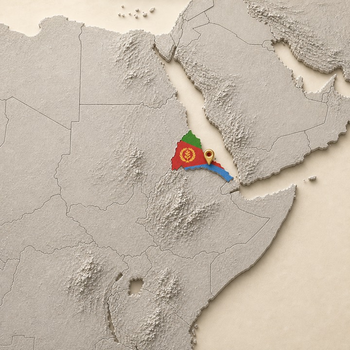 World map with Eritrea location marker