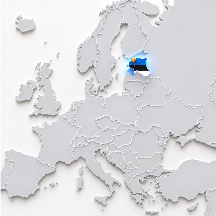 World map with Estonia location marker