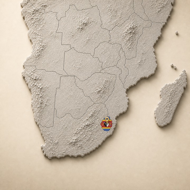 World map with Eswatini location marker