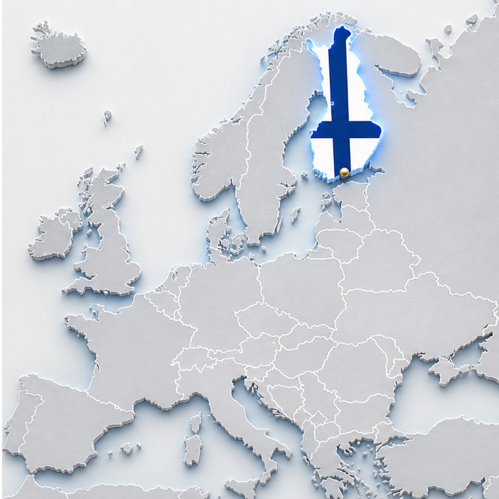 World map with Finland location marker