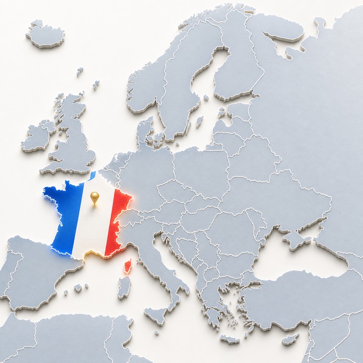 World map with France location marker