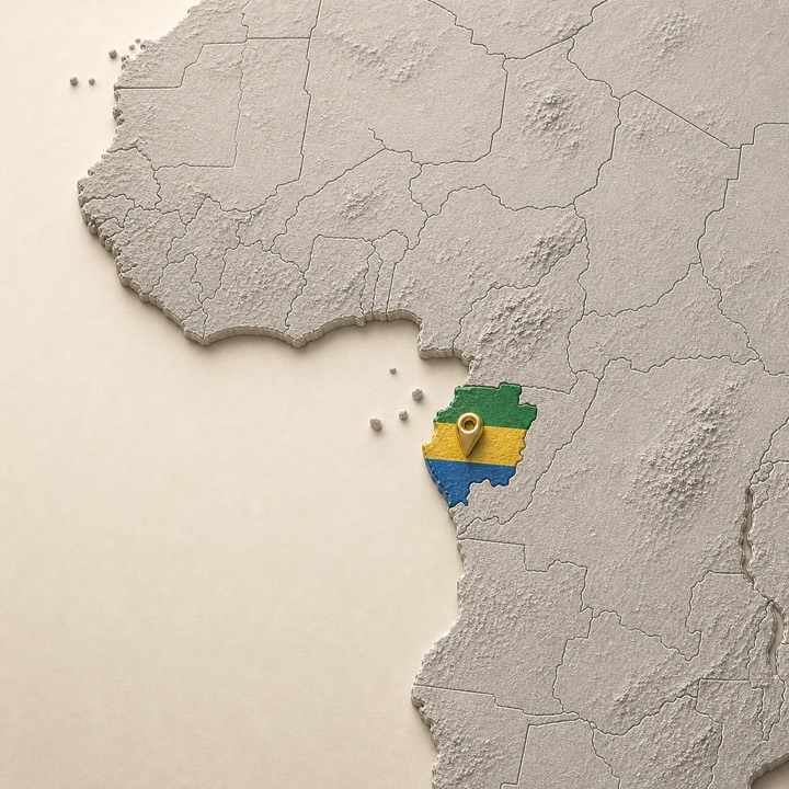 World map with Gabon location marker