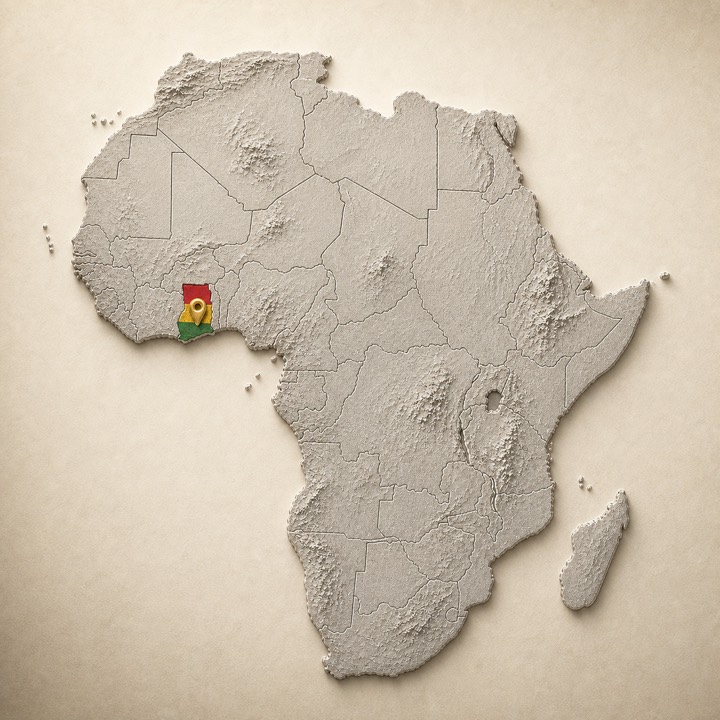 World map with Ghana location marker