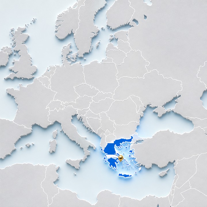 World map with Greece location marker