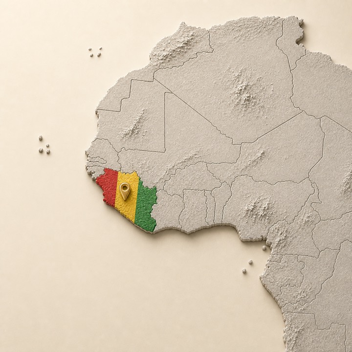 World map with Guinea location marker