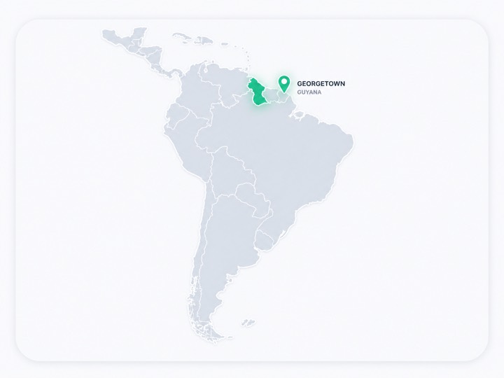 World map with Guyana location marker