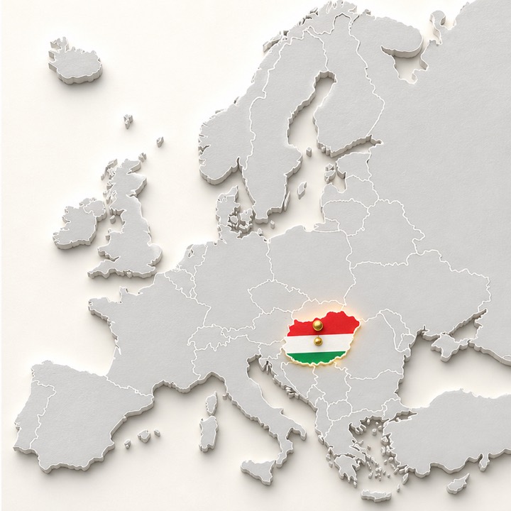 World map with Hungary location marker
