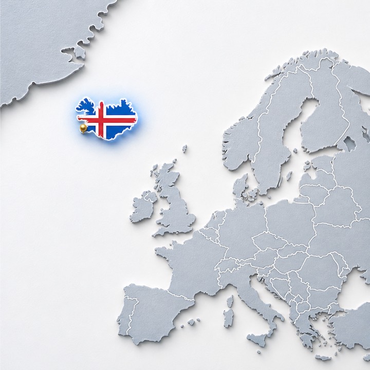 World map with Iceland location marker