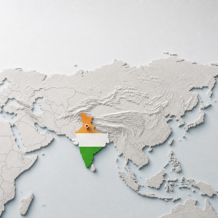 World map with India location marker