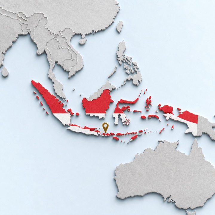 World map with Indonesia location marker