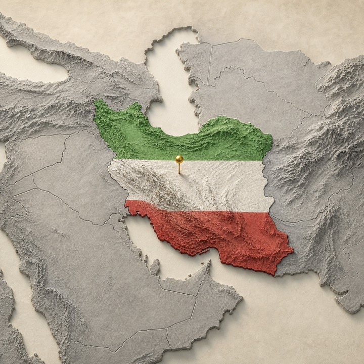 World map with Iran location marker