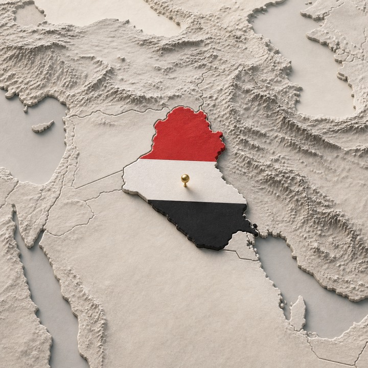 World map with Iraq location marker