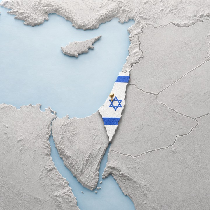 World map with Israel location marker