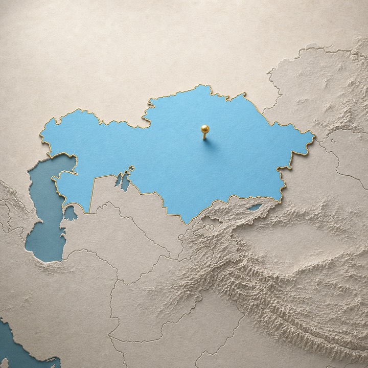 World map with Kazakhstan location marker