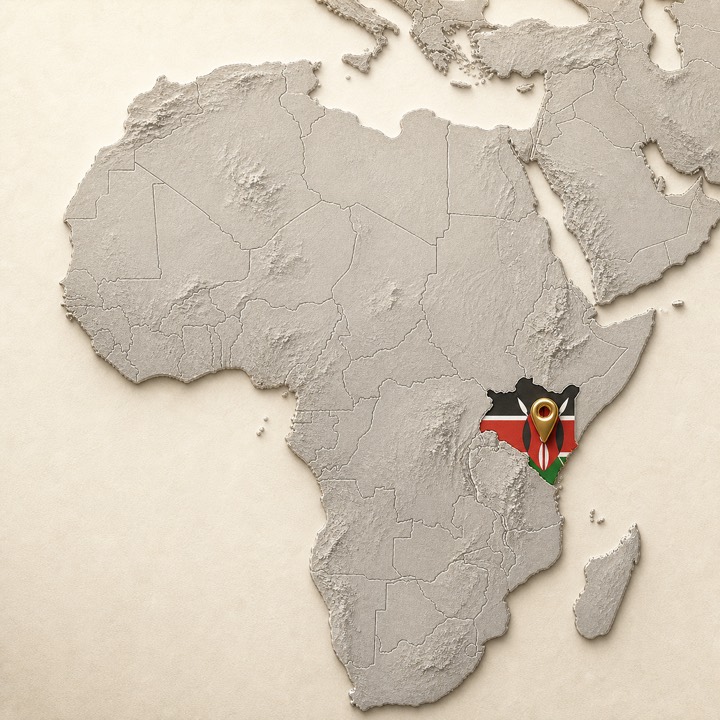 World map with Kenya location marker