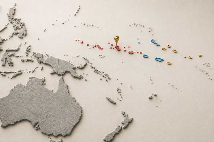 World map with Kiribati location marker