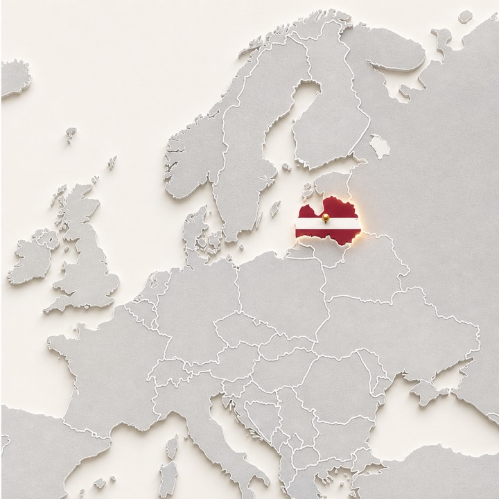 World map with Latvia location marker