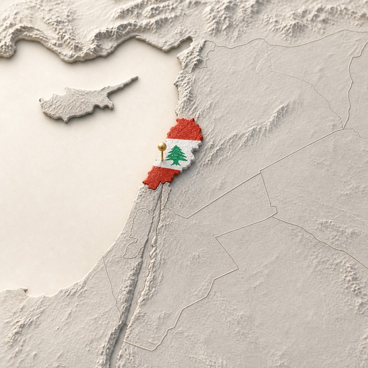 World map with Lebanon location marker