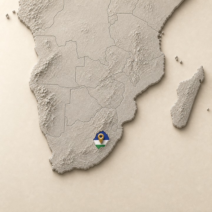 World map with Lesotho location marker