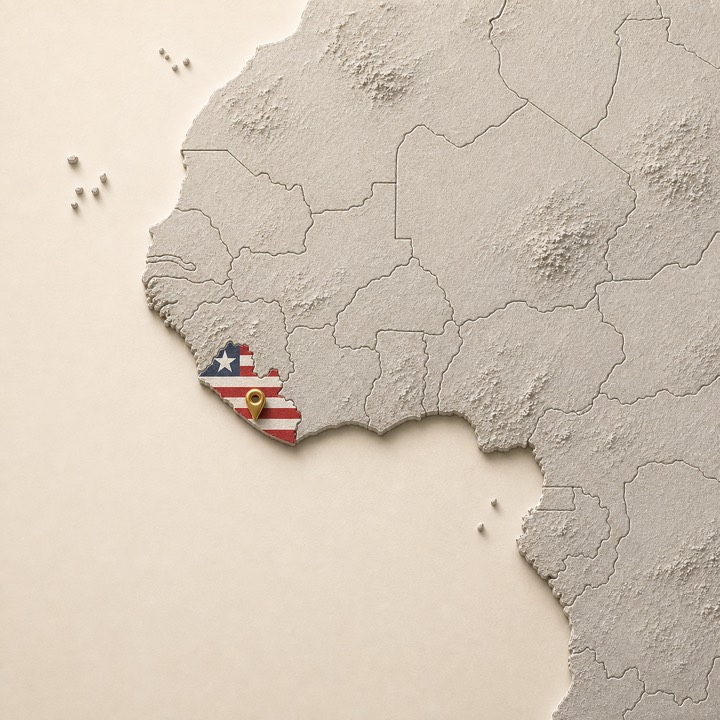 World map with Liberia location marker