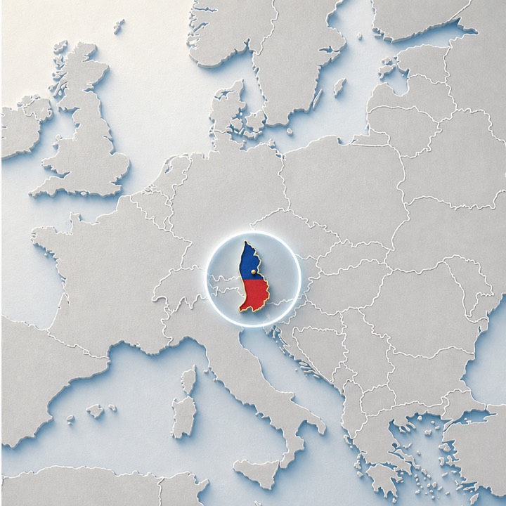 World map with Liechtenstein location marker