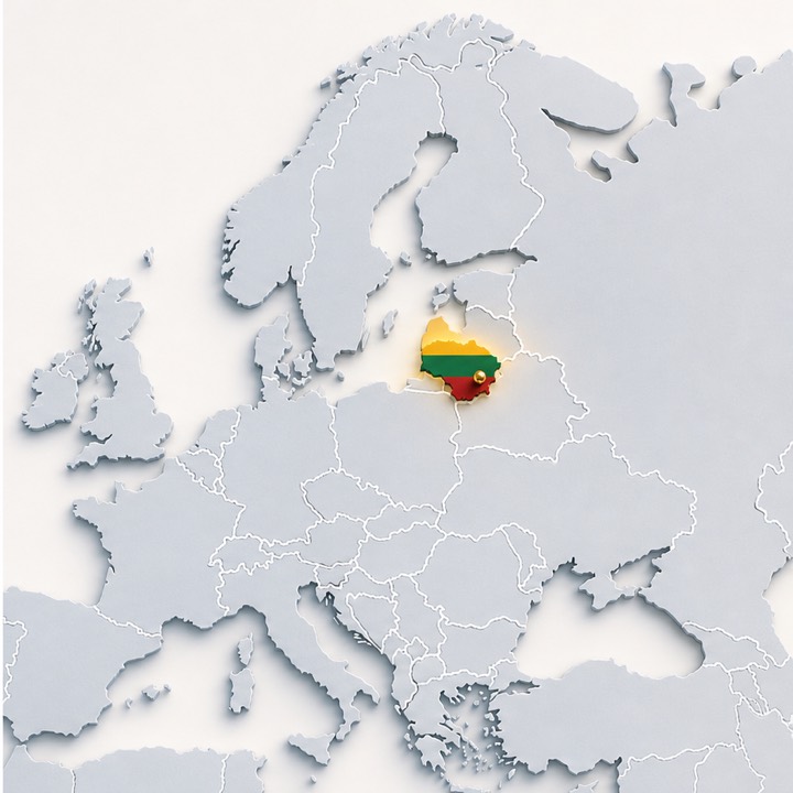 World map with Lithuania location marker