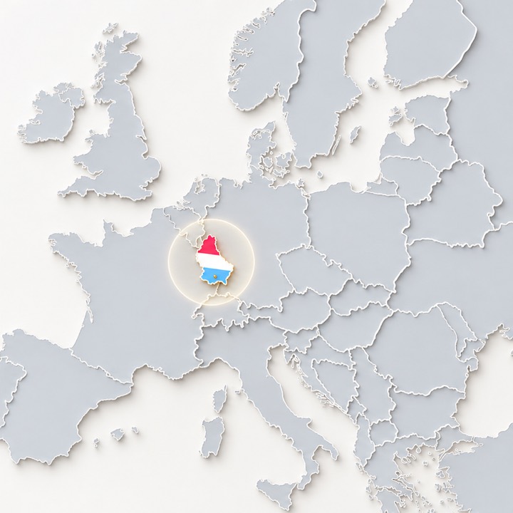 World map with Luxembourg location marker